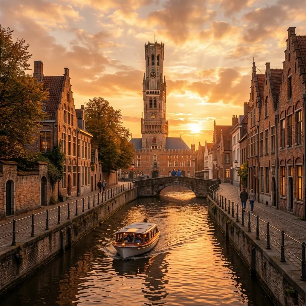 Illustrative Bruges brewery and canal atmosphere